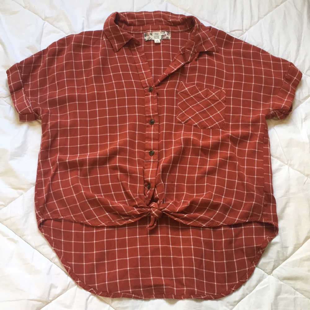 Burnt orange button down shirt